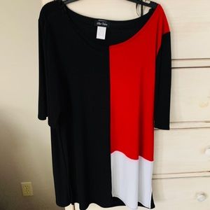 Red, Black & White Blouse Sz1x
